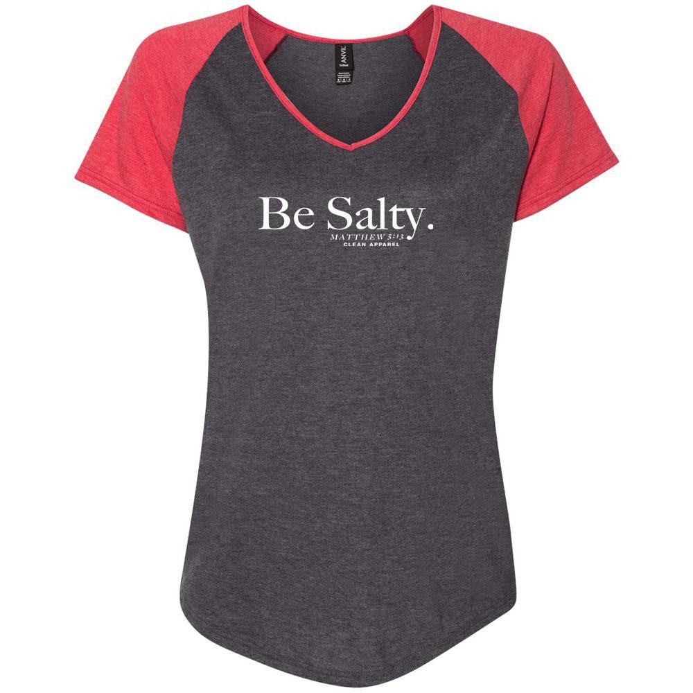 Be Salty Ladies Colorblock V-neck Tee– Clean Apparel