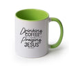 Drinking Coffee Praising Jesus Accent Mugs - Clean Apparel