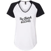 The Church Has Left The Building Ladies Colorblock V-Neck Tee - Clean Apparel